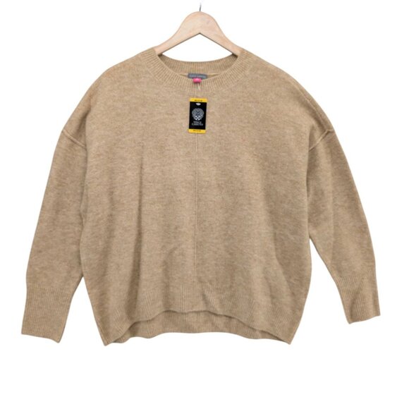 Vince Camuto Center Seam Crewneck Sweater Womens Latte Heather Tan Sz M NWD - Picture 1 of 9